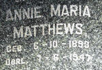 MATTHEWS Annie Maria 1893-1947