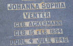 VENTER Johanna Sophia nee ACKERMANN 1894-1946