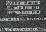 WALT Sannie, van der 1887-1931