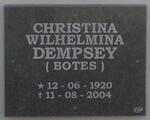 DEMPSEY Christina Wilhelmina née BOTES 1920-2004