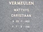 VERMEULEN Matthys Christiaan 1907-1981