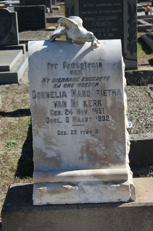 NIEKERK Cornelia Margarietha, van 1891-1932