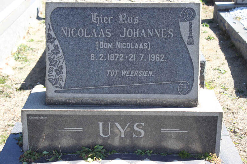 UYS Nicolaas Johannes 1872-1962