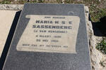 SASSENBERG Maria M.S.E. nee J. VAN RENSBURG  1890-1968