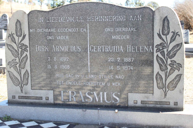 ERASMUS Dirk Arnoldus 1882-1968 & Getruida Helena 1887-1974