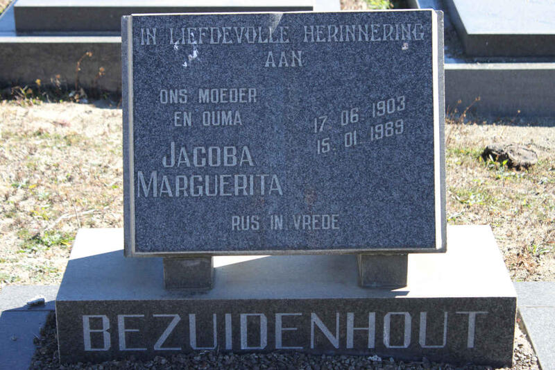 BEZUIDENHOUT Jacoba Marguerita 1903-1989