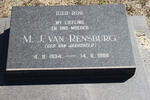 RENSBURG M.J., van nee VAN JAARSVELD 1934-1988