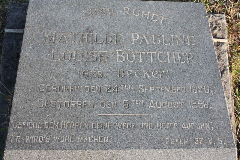 BOTTCHER Mathilde Pauline Louise nee BECKER 1870-1958