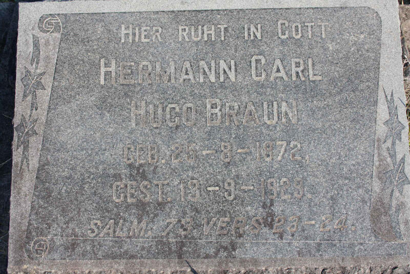 BRAUN Hermann Carl Hugo 1872-1929