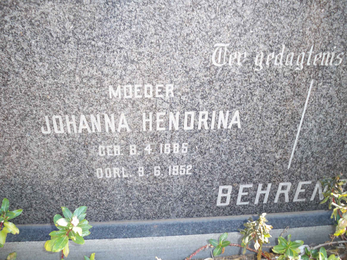 BEHRENS Johanna Hendrina 1885-1952