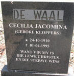 WAAL Cecilia Jacomina, de nee KLOPPERS 1910-1995