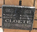 CLOETE Gert C.J. 1922-2004 & Sara M. 1925-2005