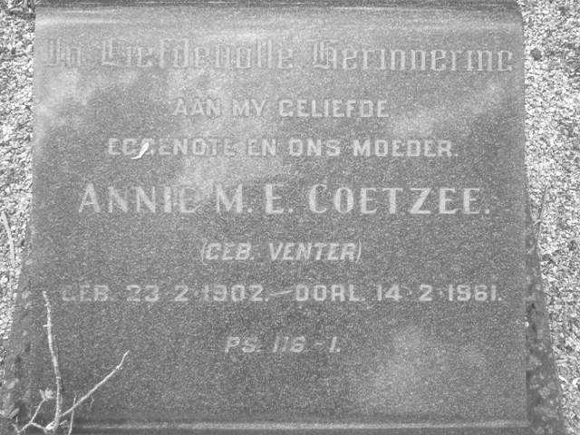 COETZEE Annie M.E. nee VENTER 1902-1961