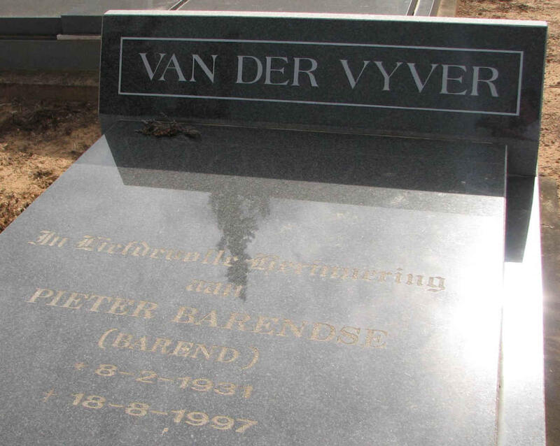 VYVER Pieter Barendse, van der 1931-1997