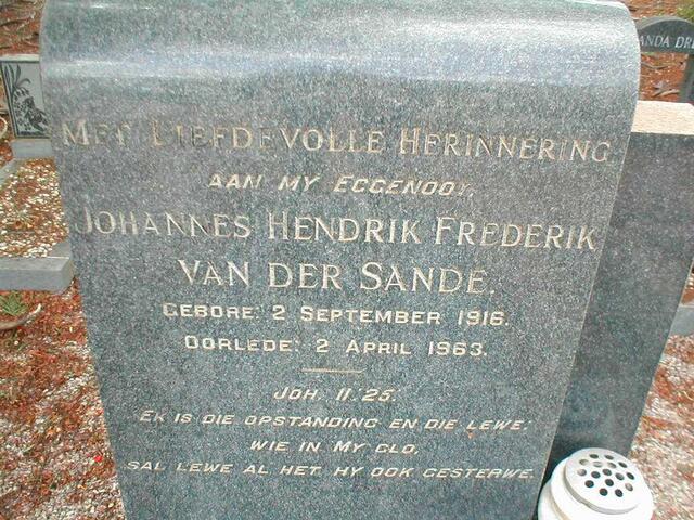 SANDE Johannes Hendrik Frederik, van der 1916-1963