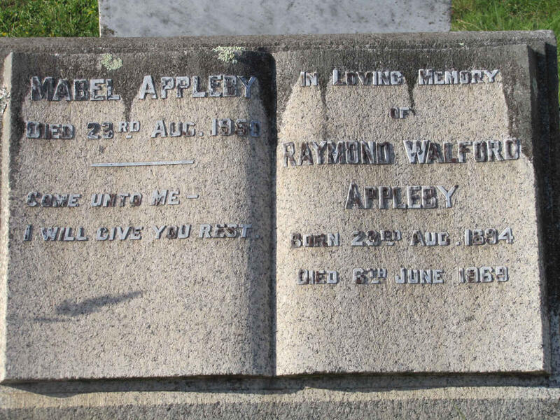 APPLEBY Raymond Walford 1894-1969 & Mabel -1950