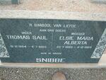 SNIBBE Thomas  Saul 1884-1965 & Elsie Maria Alberta 1883-1963