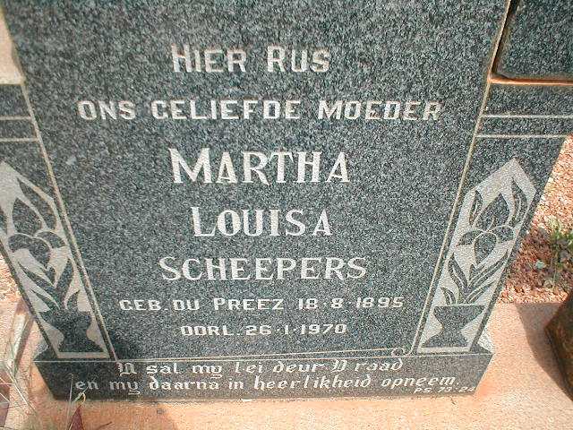 SCHEEPERS Martha Louisa geb. DU PREEZ 1895-1970