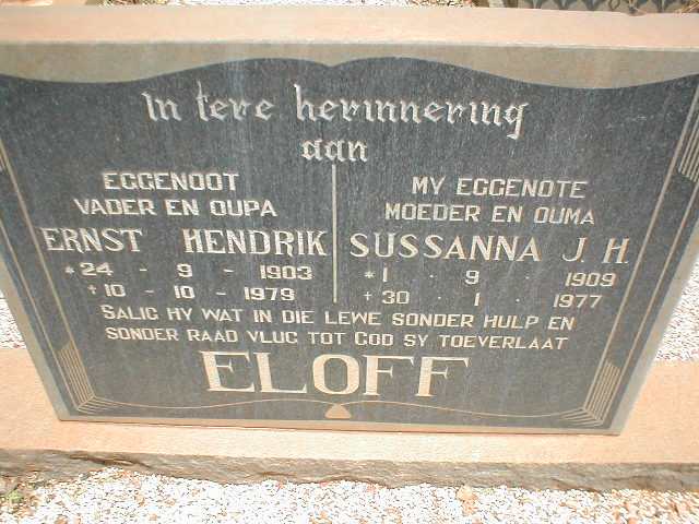 ELOFF Ernst Hendrik 1903-1979 & Sussanna J.H. 1909-1977