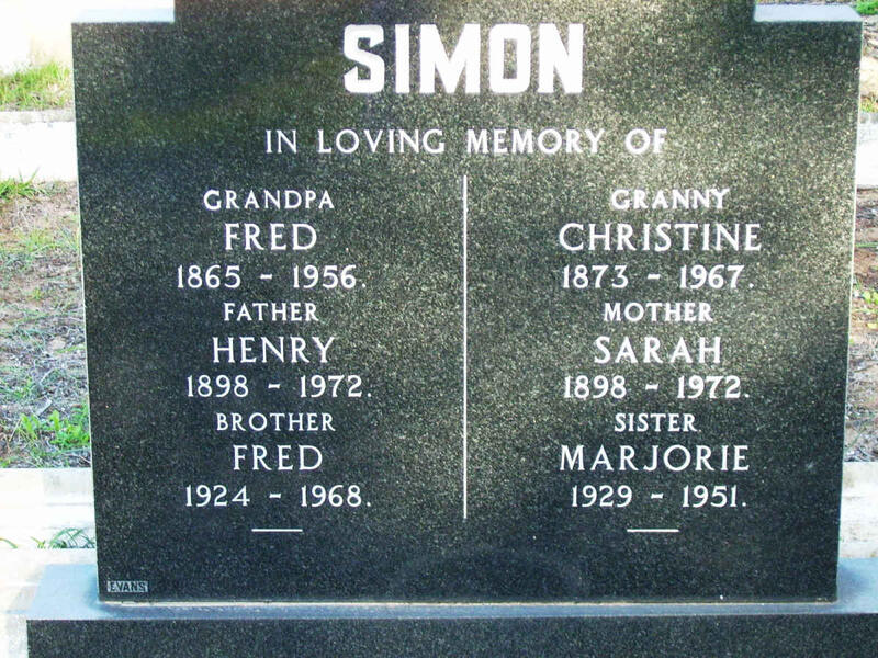 SIMON Fred 1865-1956 & Christine 1873-1967