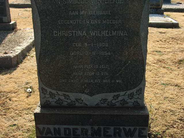 MERWE Christina Wilhelmina, van der 1908-1954