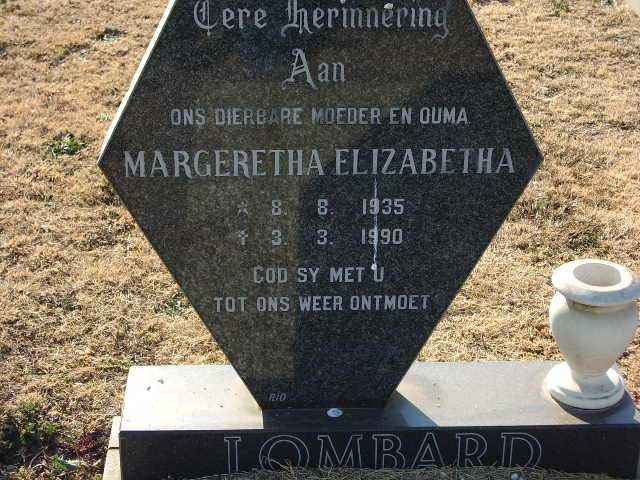 LOMBARD Margeretha Elizabetha 1935-1990