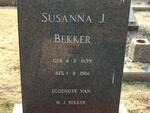 BEKKER Susanna J. 1899-1981