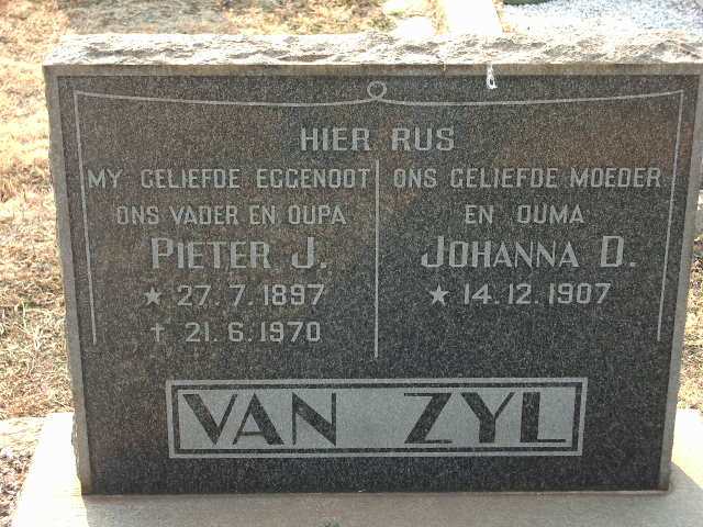 ZYL Pieter J., van 1897-1970 & Johanna D. 1907-