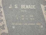 BENADE J.S., nee BRITS 1920-1978