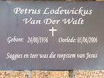 WALT Petrus Lodewickus, van der 1936-2006