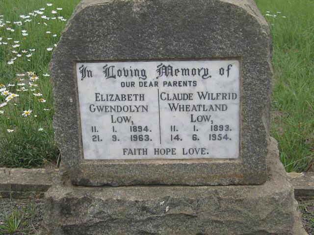 LOW Claude Wilfrid Wheatland 1893-1954 & Elizabeth Gwendolyn 1894-1963
