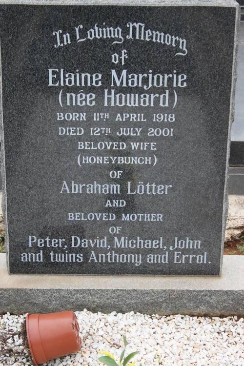 LÖTTER Elaine Marjorie nee HOWARD 1918-2001