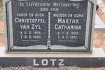 LOTZ Christoffel Van Zyl 1905-1983 & Martha Catharina 1909-1982