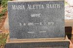 RAATH Maria Aletta 1893-1978