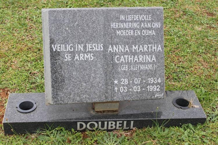 DOUBELL Anna Martha Catharina nee KLEYNHANS 1934-1992