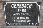 GERSBACH Babs nee HEYNS 1926-2004