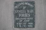 FORBES Annilea Mary 1924-1988