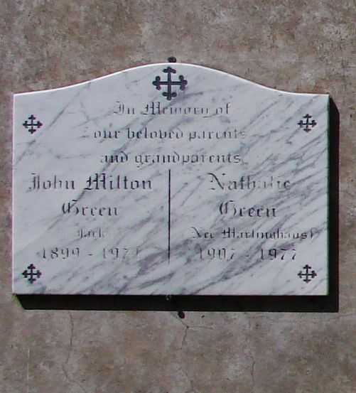 GREEN John Milton 1899-1971 & Nathalie nee M? 1907-1977