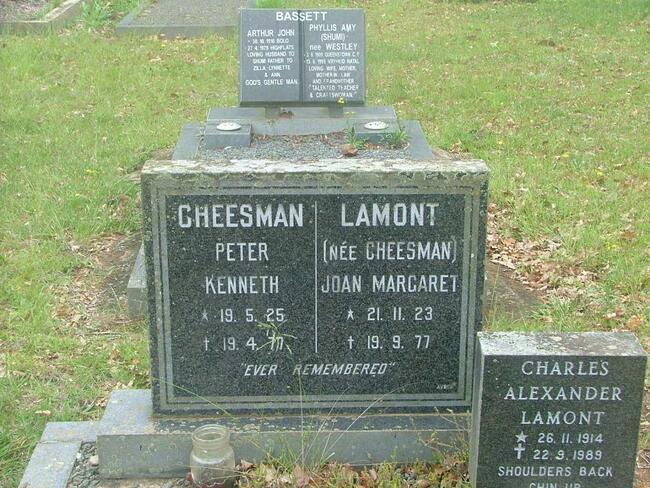 CHEESMAN Peter Kenneth 1925-1970 :: LAMONT Joan Margaret nee CHEESMAN 1923-1977 :: LAMONT Charles Alexander 1914-1989