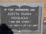 MOOLMAN Aletta Maria nee VAN DER VYVER 1917-1987