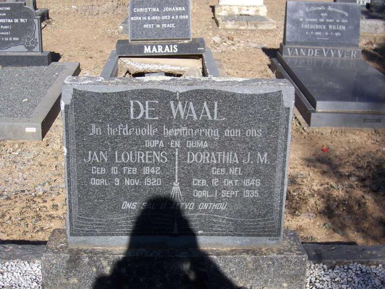 WAAL Jan Lourens, de 1842-1920 & Dorathia J.M. NEL 1846-1935