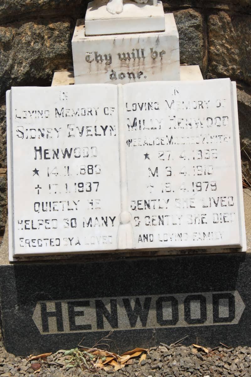 HENWOOD Sidney Evelyn 1883 -1937 & Alice Mildred WYITE 1895-1979