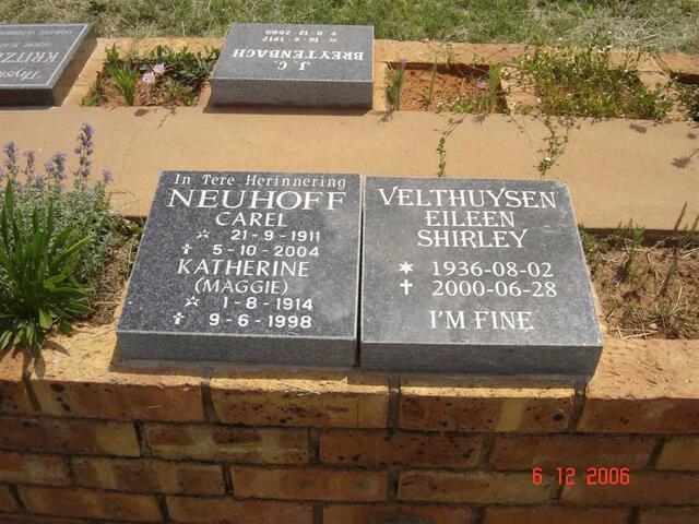 NEUHOFF Carel 1911-2004 & Katherine 1914-1998 :: VELTHUYSEN Eileen Shirley 1936-2000