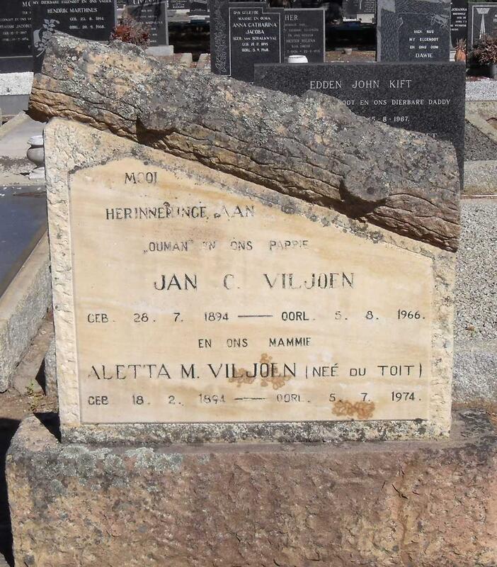 VILJOEN Jan C. 1894-1966 & Aletta M. DU TOIT 1894-1974