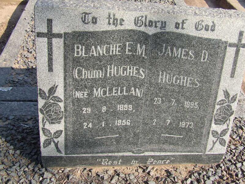 HUGHES James D. 1895-1973 & Blanche E.M. McLELLAN 1899-1956