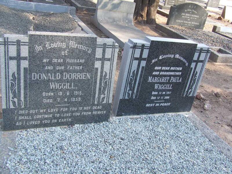 WIGGILL Donald Dorrien 1915-1959 & Margaret Paula 1917-2006