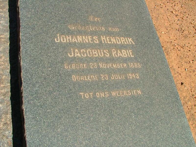 RABIE Johannes Hendrik Jacobus 1885-1943