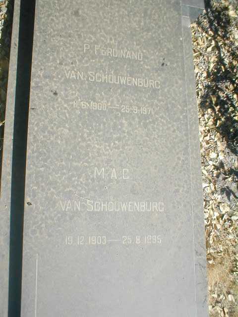 SCHOUWENBURG P. Ferdinand, van 1900-1971 & M. A. C. 1903-1995