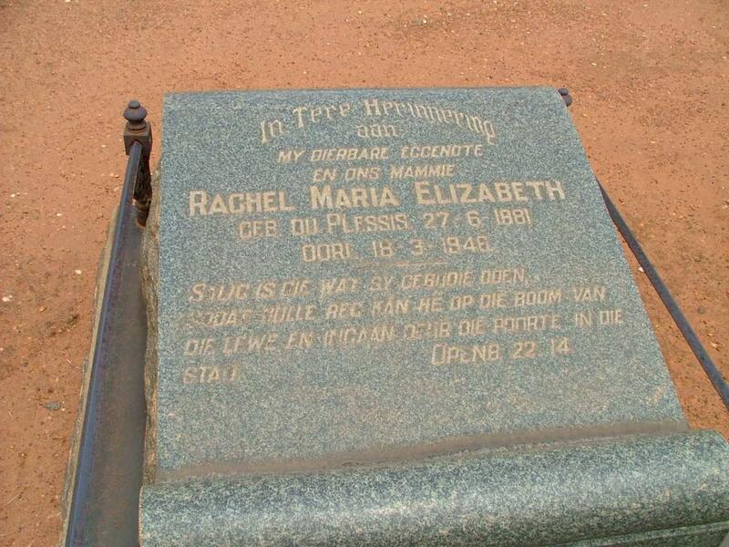 ZEEMAN Rachel Maria Elizabeth nee DU PLESSIS 1881-1946