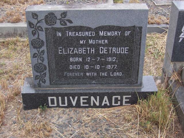 DUVENHAGE Elizabeth Getrude 1912-1977